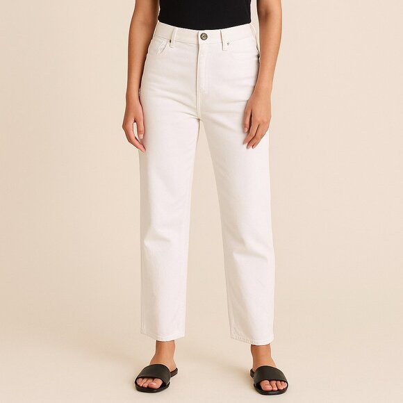 Show Me Your Mumu White Straight Leg Jeans – Raw Hem – Size 26 - Picture 1 of 6